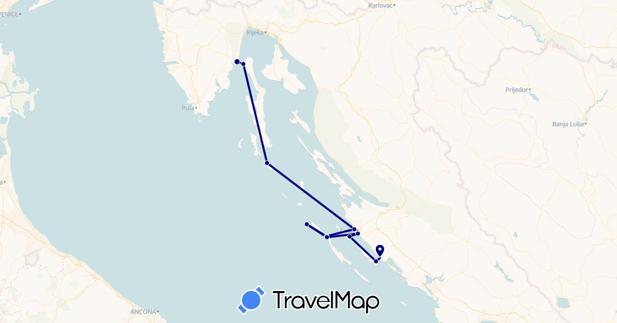 TravelMap itinerary: driving in Croatia (Europe)